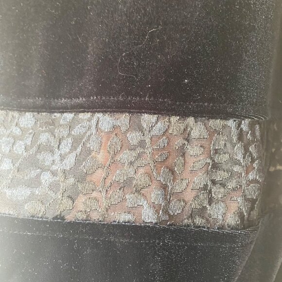 Vintage Sleeveless Black Velvet Maxi Dress Sheer Lace Whimsigoth Vamp Petite S - Picture 4 of 8